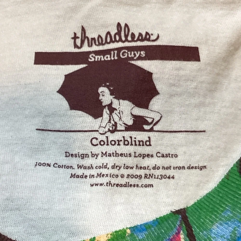 Threadless White Tee with Colorful Abstract Design - Picture 4 of 5